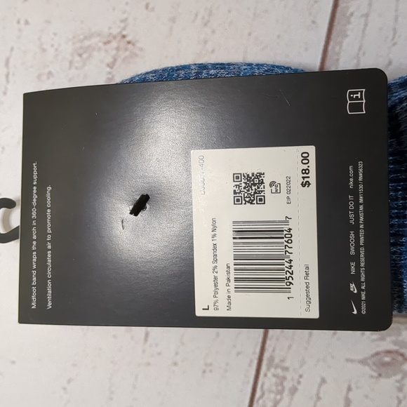 (NWT) Nike Dri-Fit 'Everyday Plus' Ankle Socks Men's 8-12 / Women's 10-13 - Picture 4 of 4